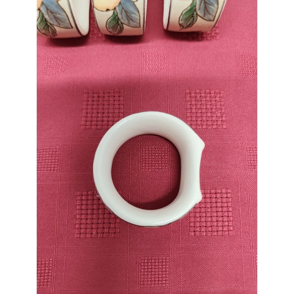 Mikasa Garden Harvest Napkin Rings Set Of 8 Stoneware~ Pears And Grapes EUC